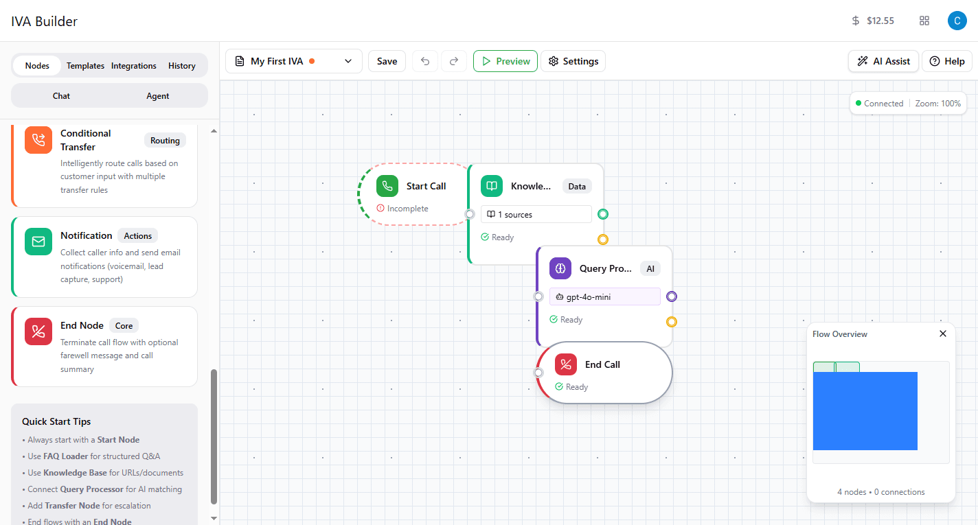 End node configuration